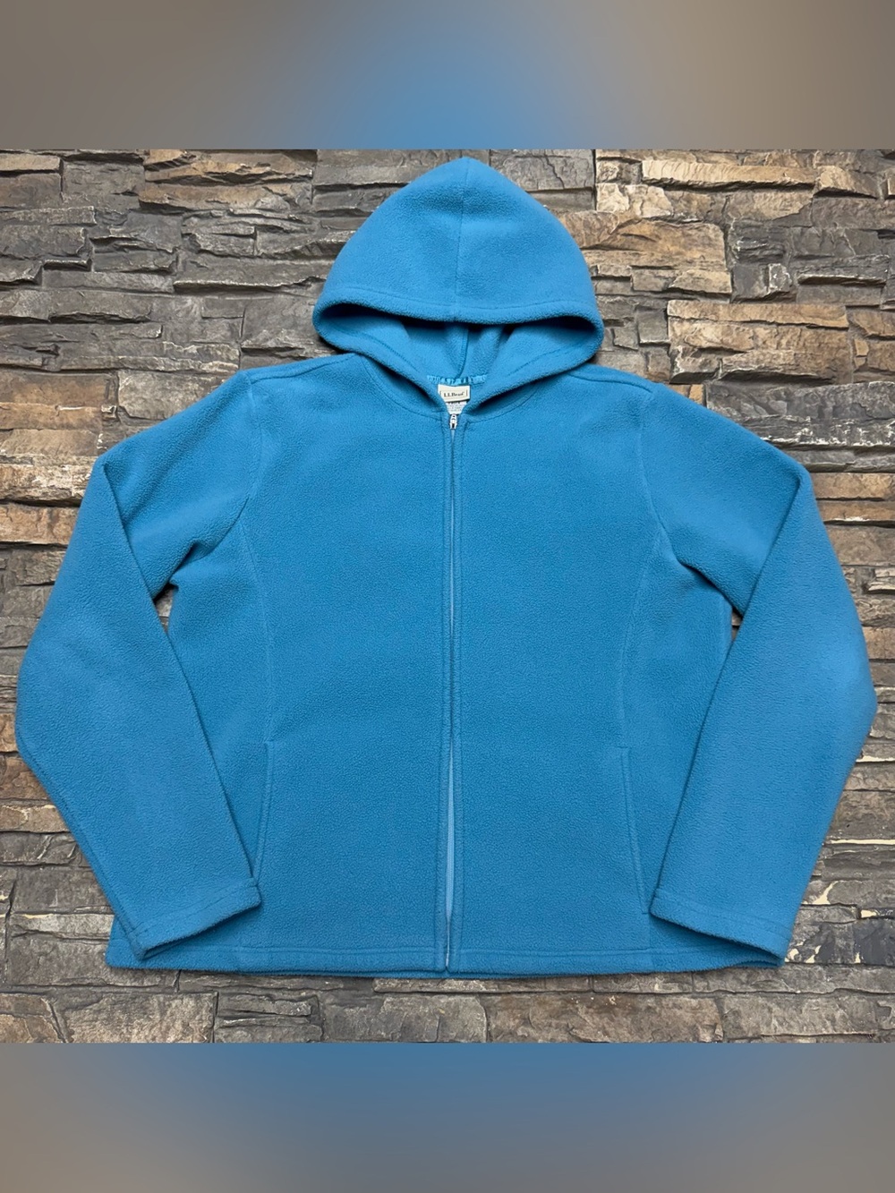 LL Bean Fleece Full Zip Hoodie Sweatshirt Womens XL Blue Jacket Hiking Outdoors